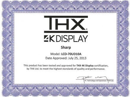 夏普再添利器 获THX 4K Display认证电视上市