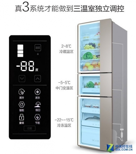 三温室独立控温 TCL冰箱京东下单享优惠