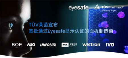 重磅！TUV莱茵宣布首批通过Eyesafe显示认证的面板制造商