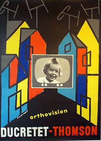 1955 Thomson Ducretet t俵倂ision Orthovision affiche by Guy GEORGET