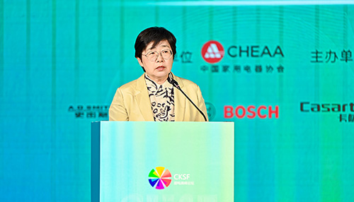 中国家用电器协会秘书长王雷在2025中国厨电行业高峰论坛上致辞