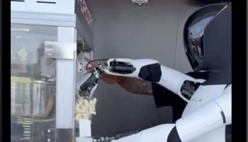 特斯拉人形机器人“上岗”卖爆米花!