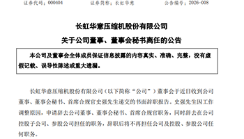 长虹华意：公司董事、董事会秘书、首席合规官史强辞职